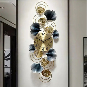 91X33CMカスタム北欧西洋ヴィンテージ時計ドバイ特大金属壁吊り花装飾アート時計ホームドロップシッピング