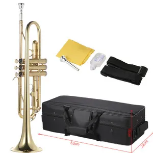 Professional Stage Playing Customized High Grade Gold Plated Cheap Bb Tone Trumpet With Canvas Bag