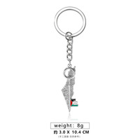 Vente chaude arabe Palestine clé carte porte-clés en gros moyen-orient métal pendentif bijoux islamique porte-clés plaqué Palestine