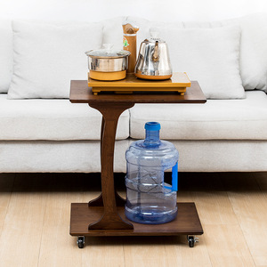 Movable Wood Coffee <b>Table</b> <b>With</b> <b>Wheels</b> Small Living Room Tea <b>Table</b> Modern Apartment <b>Side</b> <b>Table</b> Natural Color E Shape Design - Product Image 3