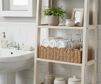 Panier à papier toilette personnalisé en corde de papier festonnée tressée avec poignée, organisateur pour comptoir de salle de bain, décoration intérieure