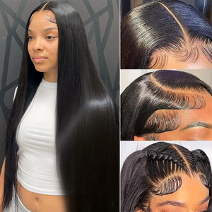 Peluca de Cabello Virgen Remy Indio Natural con Cutícula Alineada, Encaje Frontal HD Transparente, Sin Pegamento, Encaje 13x6, Larga y Lisa con Cabello de Bebé - Product Image 5