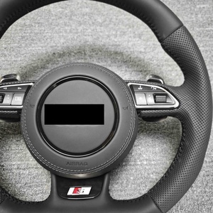Volant en cuir entièrement perforé à fond plat pour Audi A3 A4 A5 A6 A7 Q3 Q5 Q7 - Product Image 5