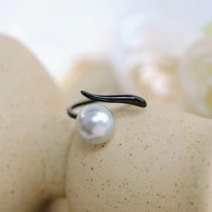 S925 Silver <b>Ring</b> Stand DIY <b>Pearl</b> Accessories 8-11mm Round Beads Simple 10411 Silver Jewelry - Product Image 4