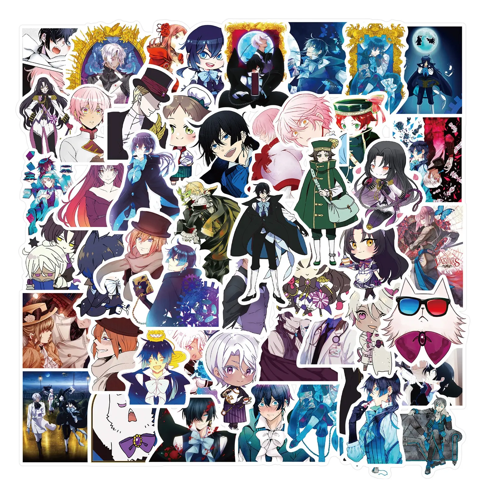 50 Stück Die Fallstudie von Vanitas Anime Aufkleber für Zuhause dekorative wasserdichte Vinyl Gepäck Laptop Cartoon Aufkleber