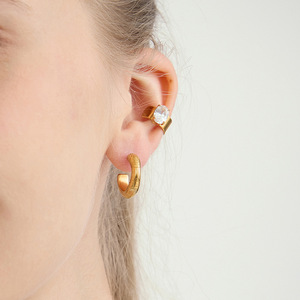 Pendientes de Aro de Acero Inoxidable con Diseño Geométrico para Uso Diario, Color Dorado JDE0307040 - Product Image 3