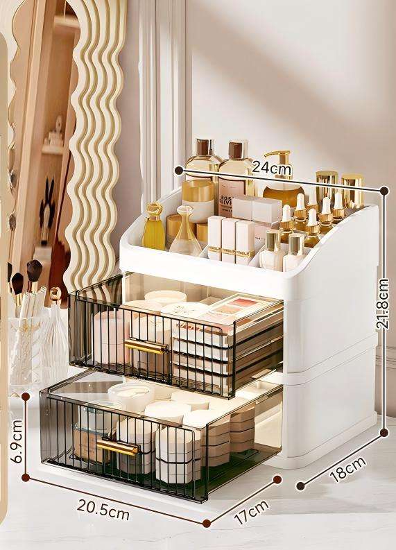 Blanc - Tiroir haut (cloisonné) à deux niveaux