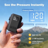 Mini pompe à vélo électrique 120 PSI, pompe à vélo portable avec manomètre et arrêt automatique, rechargeable par USB-C, pour vélo de route, VTT et moto