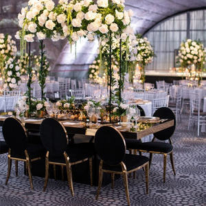 Sillas de lujo de acero inoxidable doradas para banquetes, sillas de lujo para bodas y banquetes al mejor precio - Product Image 2