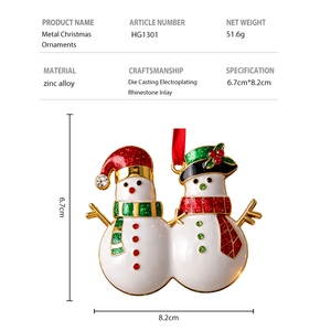 Adorno Navideño <span class=keywords><strong>de</strong></span> Pareja <span class=keywords><strong>de</strong></span> Muñecos <span class=keywords><strong>de</strong></span> Nieve, Decoración Colgante <span class=keywords><strong>de</strong></span> Metal con Diamantes <span class=keywords><strong>de</strong></span> Imitación y Purpurina para Árbol, Regalo Festivo para <span class=keywords><strong>Parejas</strong></span> y <span class=keywords><strong>Amigos</strong></span> - Product Image 2