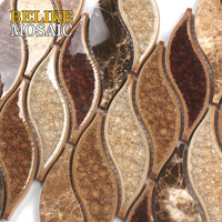 Mosaïque murale en céramique contemporaine effet glaçon glacé, design élégant en forme de feuille de marbre, pour une rénovation intérieure de façade haut de gamme