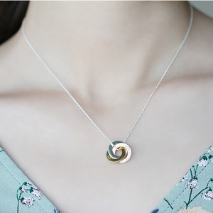Diy Engraved Jewelry Minimalist Custom Stainless Steel Plated Gold Personalized <strong>Kids</strong> <strong>Name</strong> 3 Circle Connected Pendant <strong>Necklace</strong> - Product Image 6