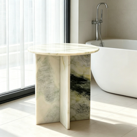 Table d'appoint moderne en marbre de style minimaliste italien, table basse ronde en pierre massif pour canapé, mobilier de luxe en pierre naturelle sur mesure pour la maison