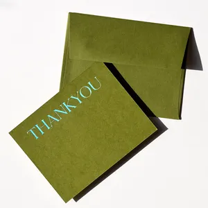 Custom Logo Small Green Business Luxury Recycled Paper Visite Scratch Postcards Business Holographic Printing Thank You Cards