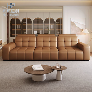 Divano Letto Modulare a L in Vera Pelle Moderna, Estensibile, Comodo, Regolabile e Pieghevole per Soggiorno - Product Image 1