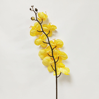 Batang Anggrek Phalaenopsis Kuning Buatan, Sentuhan Asli, Bunga Anggrek Kupu-kupu Sutra Palsu untuk Dekorasi Rumah, Pernikahan, Grosir