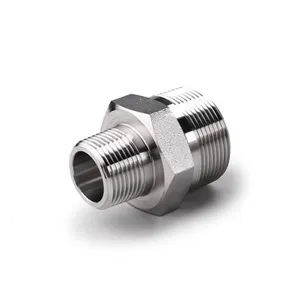Stainless Steel Forged Pipe Fittings NPT/BSPT Male Thread Connectors Reducing Hex Nipple