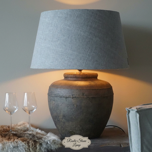 Majestic Brown Ceramic Table Lamp Base Rustic Decorative Lighting <b>Stand</b> with Fabric Shade for Bedroom Living Room Console - Product Image 3