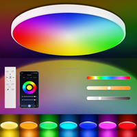 Plafonnier LED intelligent Tuya APP Wifi RGBCW 24W 85-265V à changement de couleur, contrôle vocal Alexa Google, intégration domestique, lampe RGBCCT