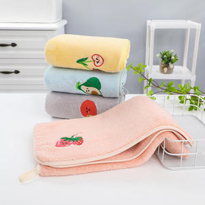 Toallas de Casa para Adultos de Vellón Coral Suave al por Mayor, Gruesas, con Patrón de Frutas Bordado, Juego de Dos Toallas para la Cara, Técnica de Tejido - Product Image 4