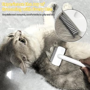Peine de anudado para mascotas de piel mate, cepillo de botón de liberación con un clic - Product Image 4