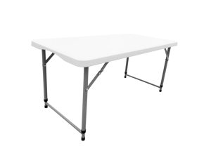 Mesa plegable Rectangular blanca de 4 pies para exteriores, sillas plegables de plástico para exteriores, mesa pequeña de plástico ajustable en altura - Product Image 4