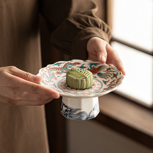 Plato de Porcelana Doucai con Base Alta, Forma Irregular, para Frutas, Ofrendas Budistas, Uso Doméstico, Estilo Retro de Lujo - Product Image 4
