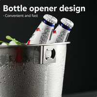 Seau à glace en acier inoxydable 4L 5L 6L avec logo personnalisé, double poignée, durable, pour bar à domicile, refroidisseur de champagne
