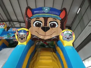 Outdoor Animated Dog Inflatable Slide Dog Theme Inflatable Dry Slides Bounce Slide For Kids