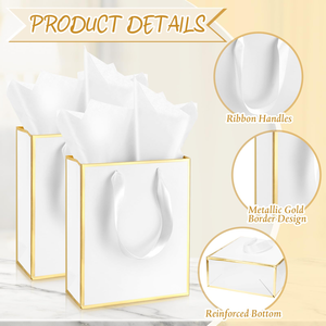 Recyclable Custom Logo Full-Color Printed Art Paper Gift <b>Bag</b> with Ribbon Handle Hot Stamping Embossing for Packaging - Product Image 3