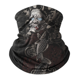 Tattoo Scarf X135 Unisex Adult Sports Mask Windproof Cycling Face Cover With Koi Fish And Demon Design Digital Print - Product Image 1
