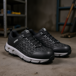 Chaussures de sécurité athlétiques pour hommes Vevor, taille 10, embout en acier, empeigne en mesh noir, semelle extérieure en caoutchouc, semelle intermédiaire en EVA - Product Image 2