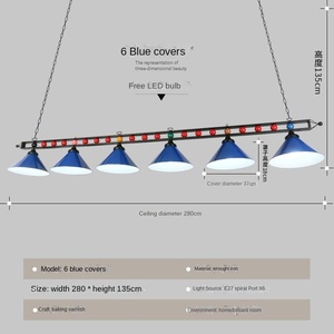 Lustre en fer forgé à LED pour salle de <span class=keywords><strong>billard</strong></span>, abat-jour à usage sportif, lampes de <span class=keywords><strong>billard</strong></span> - Product Image 2