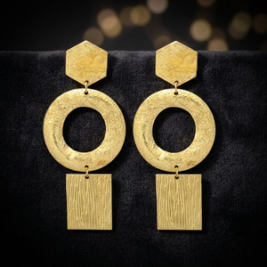 Pendientes Colgantes de Latón Chapado en Oro Hechos a Mano con Piedras Preciosas, Estilo Étnico para Bodas y Aniversarios - Product Image 2