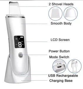 Hot Selling Electric Handheld Ion Import EMS Sonic Facial Skin Scrubber Machine With USB Charging Base