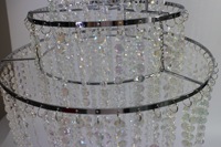 Lustre suspendu en métal argenté avec perles acryliques pour plafond haut, éclairage LED, décoration de mariage, de fête, de salle de réception