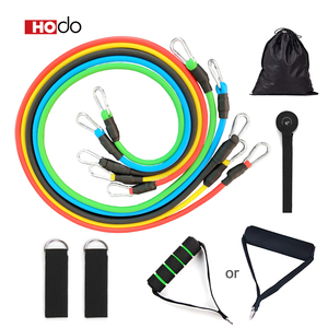 Door Anchor Custom Logo High Quality 11pcs Resistance Bands Set With Door Anchor Ring Tension Band Resistance Tube Bands