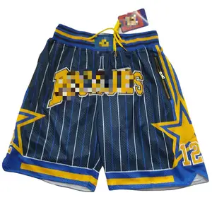 Pantaloncini da basket Vintage Regular Indiana Design cuciti con tasche pantaloni sportivi grigio/blu Navy