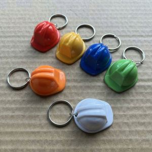 Mini Iron Hard Hat Keychain-Personalized Thermal Transfer Printed Construction Helmet Keyring Bulk Safety Promotional Gift - Product Image 2