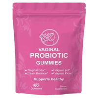 Vente en gros de gommes aux fruits probiotiques personnalisées avec logo pour femmes, formule naturelle de microbes, 60 pièces, complément alimentaire quotidien pour adultes