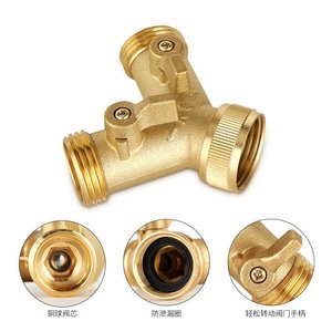 All Copper Y Type Ball Valve 3/4 Inch Brass Hose Fitting Durable Water Divertor For Garden Irrigation - Product Image 1