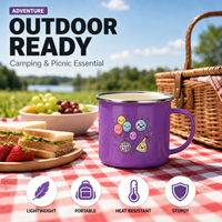 Tasse à expresso mini en émail personnalisée 12oz avec logo, vente en gros, petite tasse à café pour impression par sublimation, orange, bleu, violet, OEM, colorée