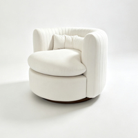 Fauteuil pivotant moderne blanc rembourré pour salon et hôtel