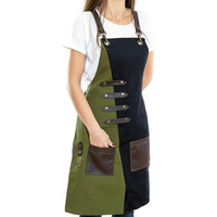 Tablier bicolore asymétrique en toile pour chefs, baristas, bricoleurs, artistes – Conception réglable à bretelles croisées, logo personnalisé