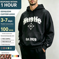 Sweat-shirts et pulls décontractés pour hommes en molleton épais noir avec étiquette tissée côtelée, patch brodé, style vintage