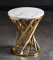 Meubles de maison de luxe Table basse moderne en métal avec dessus en marbre blanc Table nordique table d'appoint pour salon
