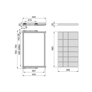 Kit organizador de cajón de armario gris piedra 7028749 ajustable Módulo de 800mm con marco deslizante de cierre suave - Product Image 3