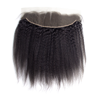 Extensions de cheveux humains indiens crépus raides avec fermeture permanente cheveux humains brésiliens Yaki avec fermeture à lacet haute qualité