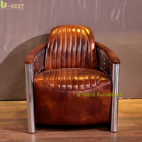 Fauteuil Tomcat de style aviation U-Best, fauteuil de club à cigares industriel, canapé en cuir vintage pour pilote, pour restaurant et bar à domicile