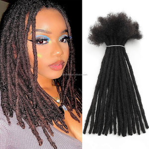 Extensions de Locs en Gros <span class=keywords><strong>Dreadlocks</strong></span> <span class=keywords><strong>Noir</strong></span> Naturel 0,6 cm Locs Régulières Entièrement Faits à la Main 100% Cheveux Humains pour Femme Noire - Product Image 1